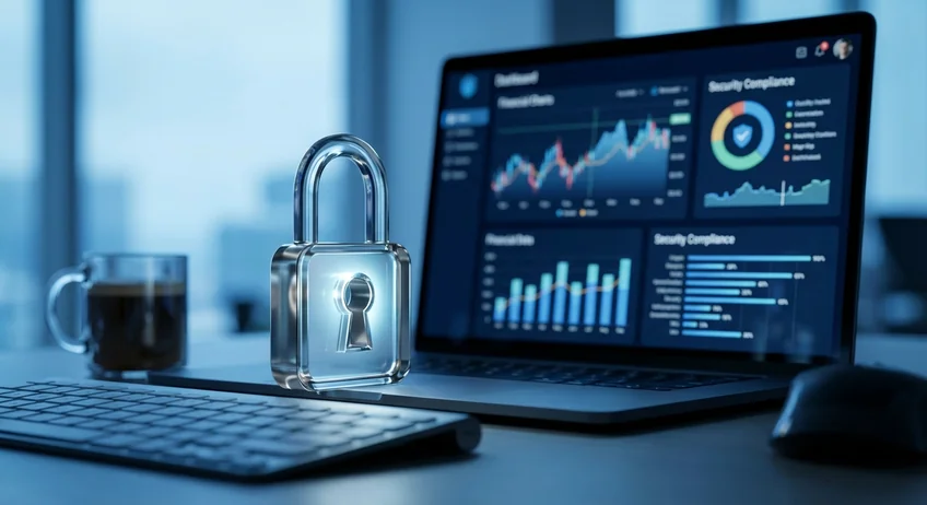 Digitales Schloss-Symbol symbolisiert GoBD-Sicherheit und Manipulationsschutz im Kassenbuch