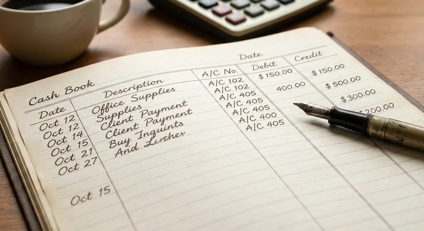 Tabelle mit Buchungssätzen für SKR03 und SKR04 im Kassenbuch