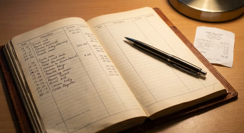 Kassenbuch mit verschiedenen Einnahme-Buchungen in Tabellenform