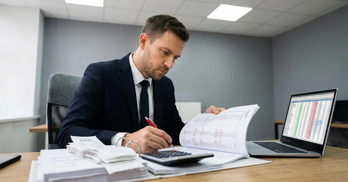 Betriebsprüfer prüft Kassenbuch auf Fehler und Unstimmigkeiten