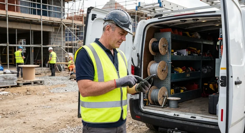 Handwerker trägt Bareinnahme in eine Kassenbuch-App auf dem Smartphone ein