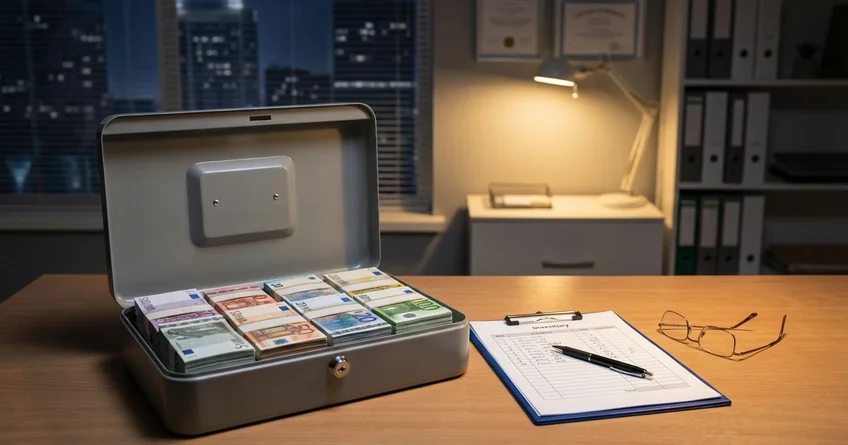 Kassenbuch Jahresabschluss mit Inventur der Barkasse und Zählprotokoll zum Bilanzstichtag