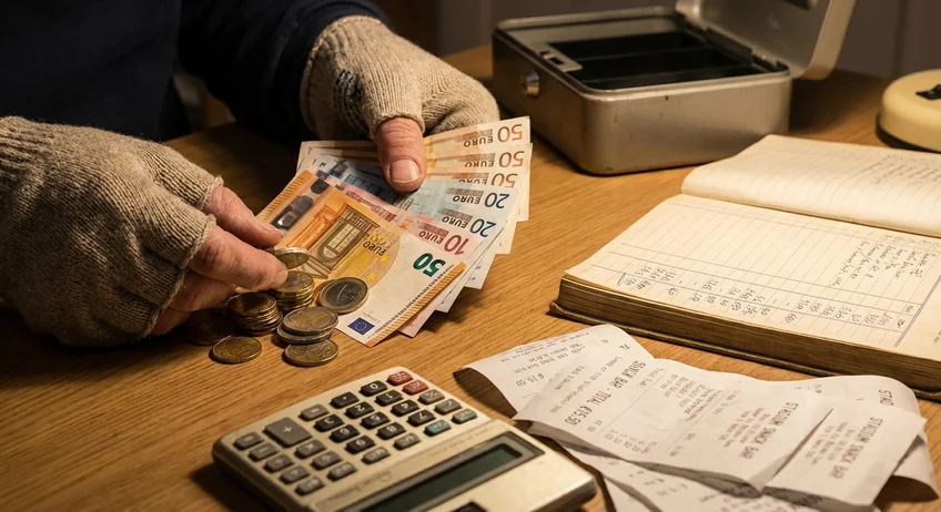 Kassenwart trägt Einnahmen vom Vereinsfest ins Kassenbuch ein