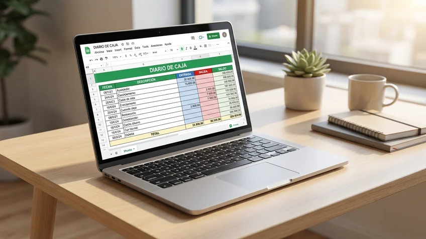 Kassenbuch-Tabelle in Google Sheets auf dem Laptop-Bildschirm